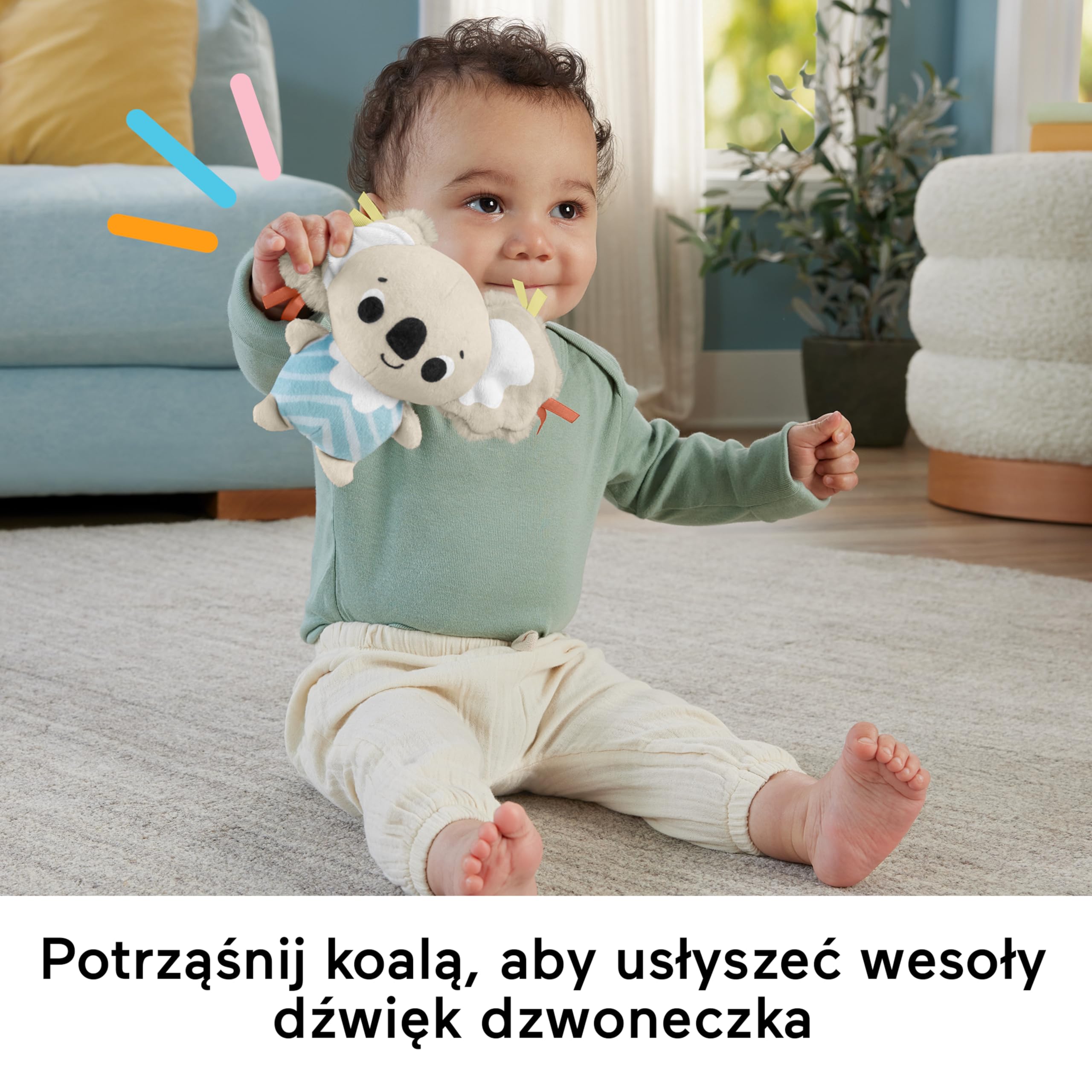 Fisher-Price Edukacyjna mata sensoryczna dla noworodków i niemowląt „Rozwój zmysłów”, karuzelka i aktywizujące zabawki sensoryczne, zabawa rozwojowa dla dzieci od narodzin, JMN74