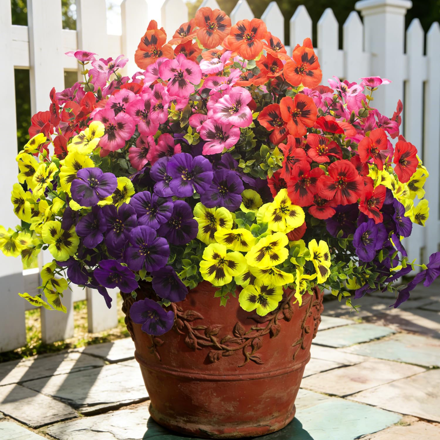 Grunyia 16 Pcs Artificial Pansy Flowers