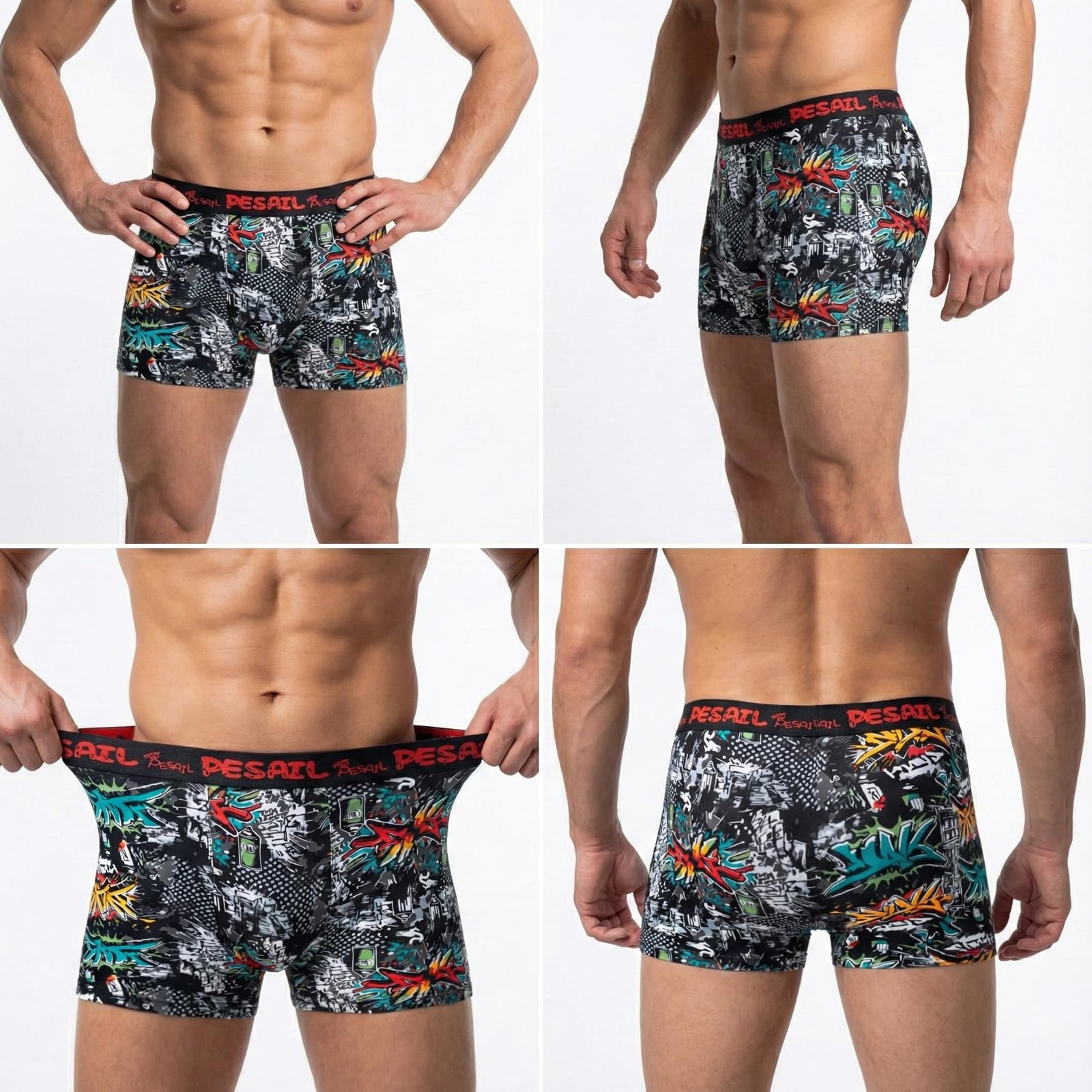 Pack de 8 calzoncillos tipo bóxer para hombre, de algodón y modal, para hombre, retro, ropa interior, diseño divertido