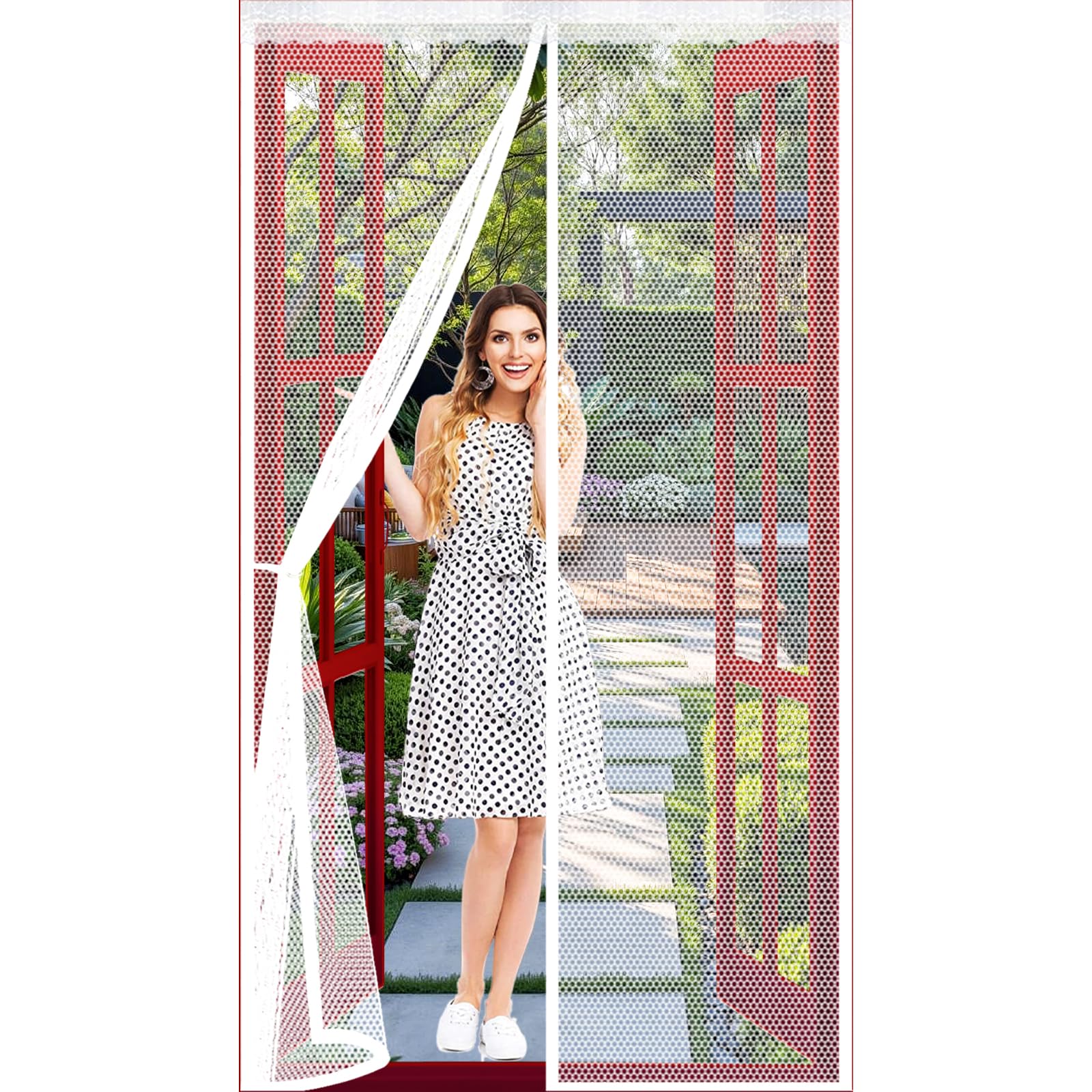 Lijiao White Door Fly Screen 74 X 215 Cm Keep Bugs Out Lets Fresh Air In, With Powerful Magnets And Full Frame Hook&Loop, No Gap, Mosquito Proof Door Curtains Kid And Pet Friendly,