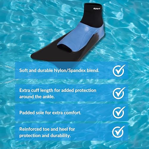 Miniatura 4 de Sporti Nylon Spandex Swim Fin Calcetines - Negro - Pequeño, Negro -