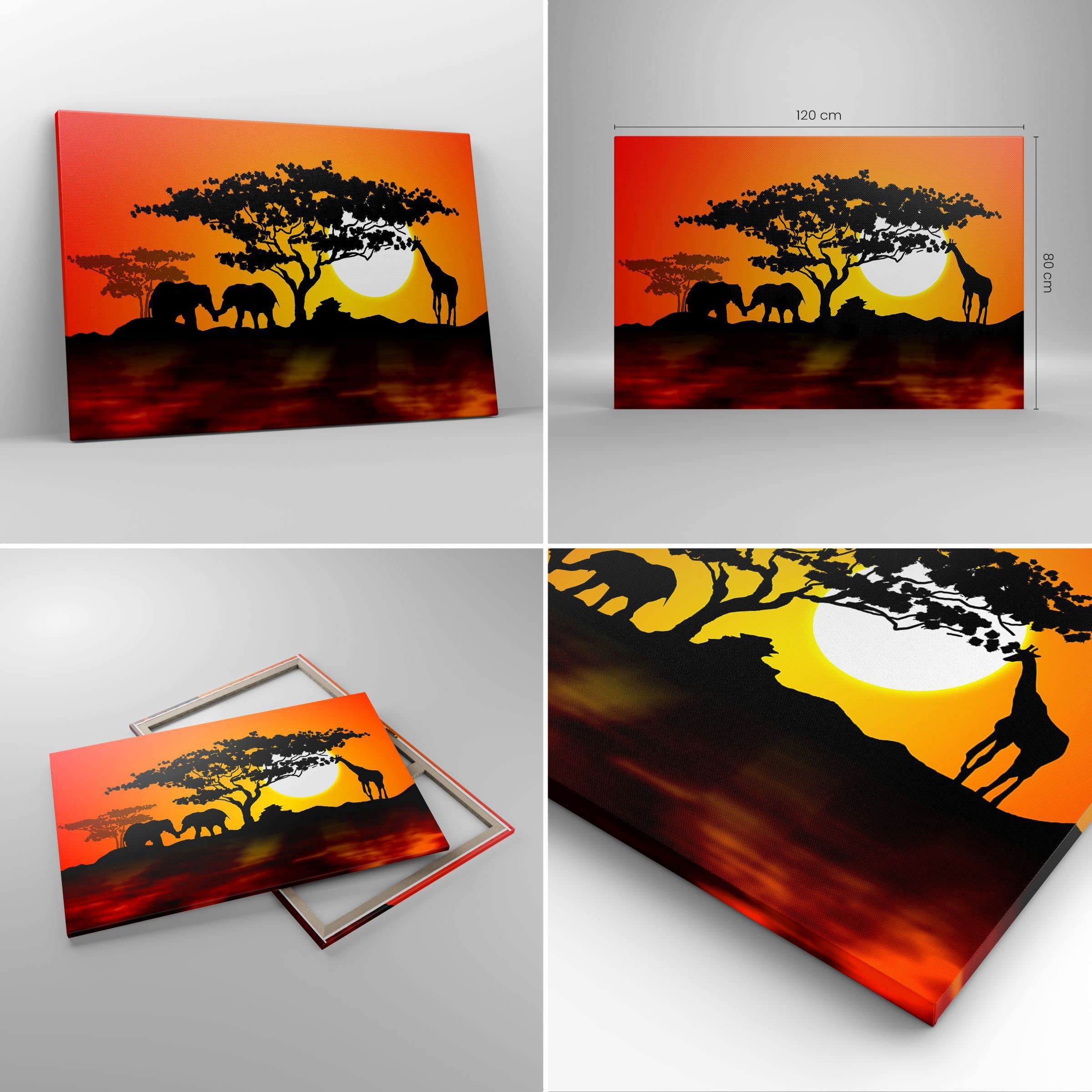Giraffe Family Canvas Wall Art Picture, Stampa Cute Color Animal Baby Room Decorazione camera da letto per bambini Decorazioni per la casa moderne 40x80cm con cornice