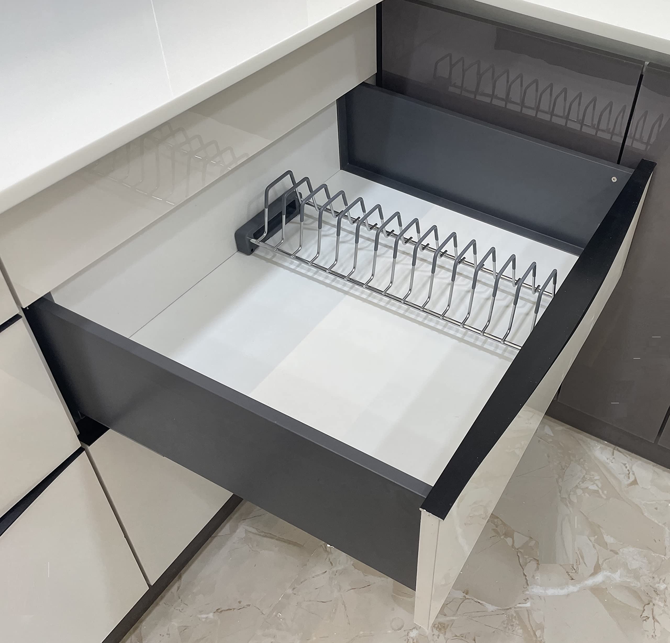 SmartSlide Stainless Steel Saucer Stand - Kitchen Organizer -4 SmartSlide Stainless Steel Saucer Stand - Kitchen Organizer -4
