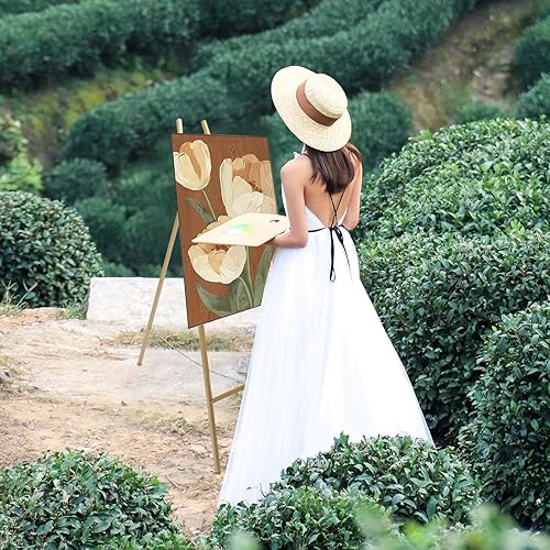 Miniatura 5 de Paquete de 2 soportes de caballete de piso, soporte de exhibición plegable, altura ajustable, soporte de caballete dorado para bodas, tiendas,