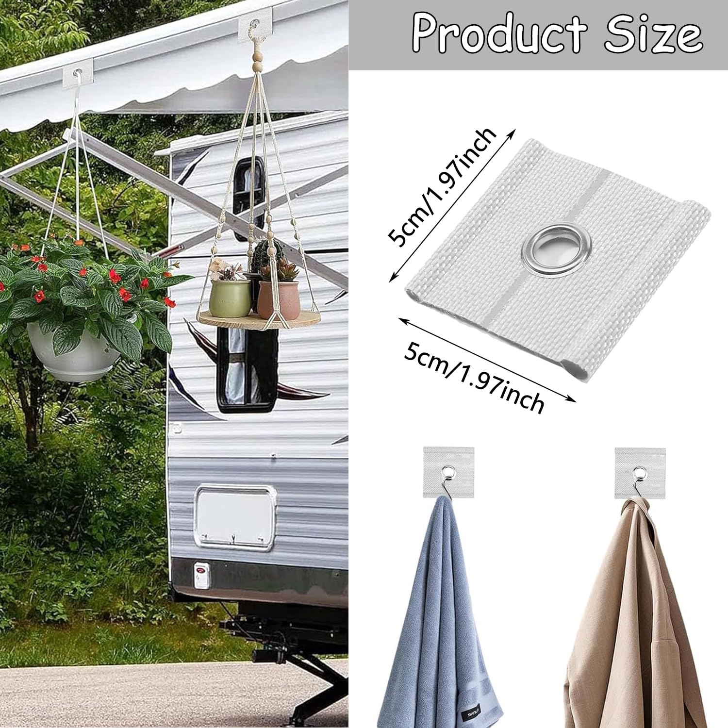 Votvlog - Lot De 8 œillets Passepoil Pour Rail De Fixation (5-8 Mm) - Crochets Pour Auvent De Tente, Camping-car, Voile D'ombrage - Haute Résistance, Blanc