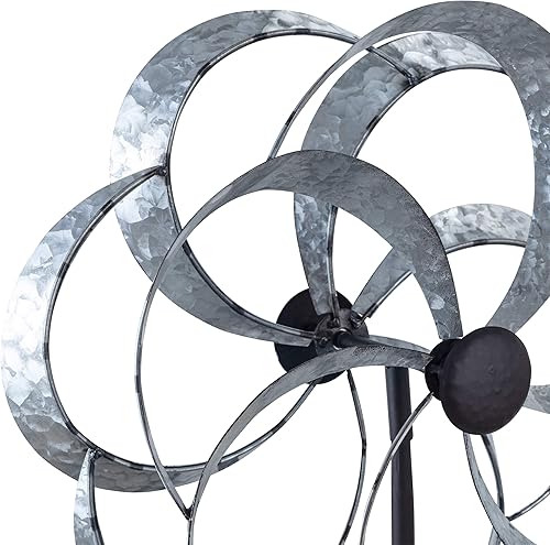 Miniatura 5 de Alpine Corporation 59" de alto metal al aire libre viento Spinner jardín estaca patio decoración