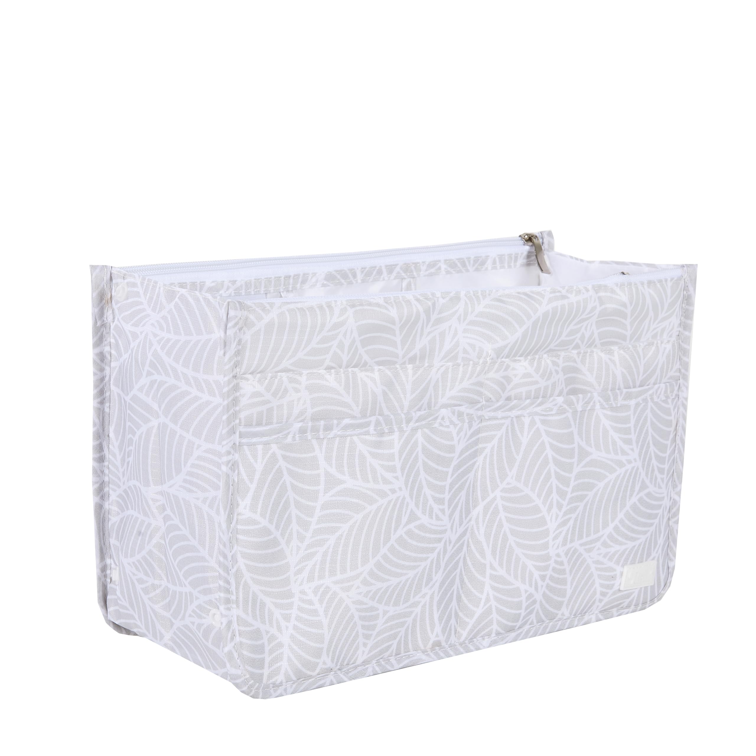 Periea 'Signature' Luxury Handbag Organiser Insert - 3 Sizes - (Grey Leaves, Large)