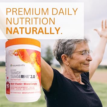 Youngevity Beyond Tangy Tangerine 2.0 Citrus Peach Fusion Multi-Vitamin & Mineral Complex - Made with Natural & Whole Foods | 8,000 ORAC