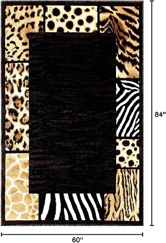 Miniatura 2 de Alfombra con diseño de animales Skinz 73, color negro (5 pies x 7 pies)