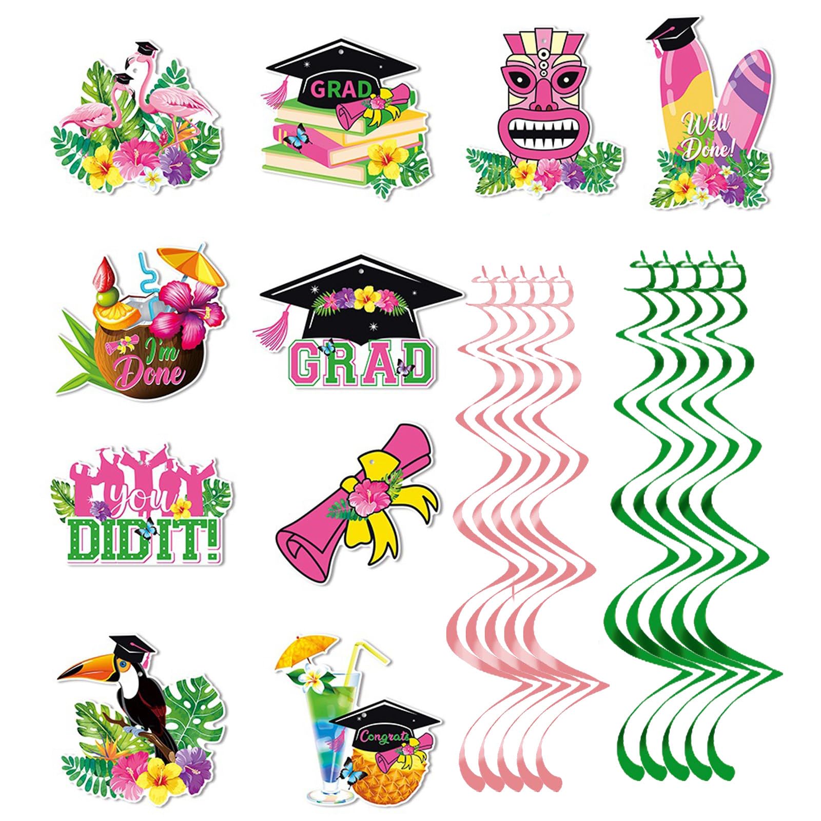 Msioytog Efficient Hawaiian Graduation Decoration Package Feature Equatorial Designs on Paper Party Supplies Multipurpose Celebration Decors