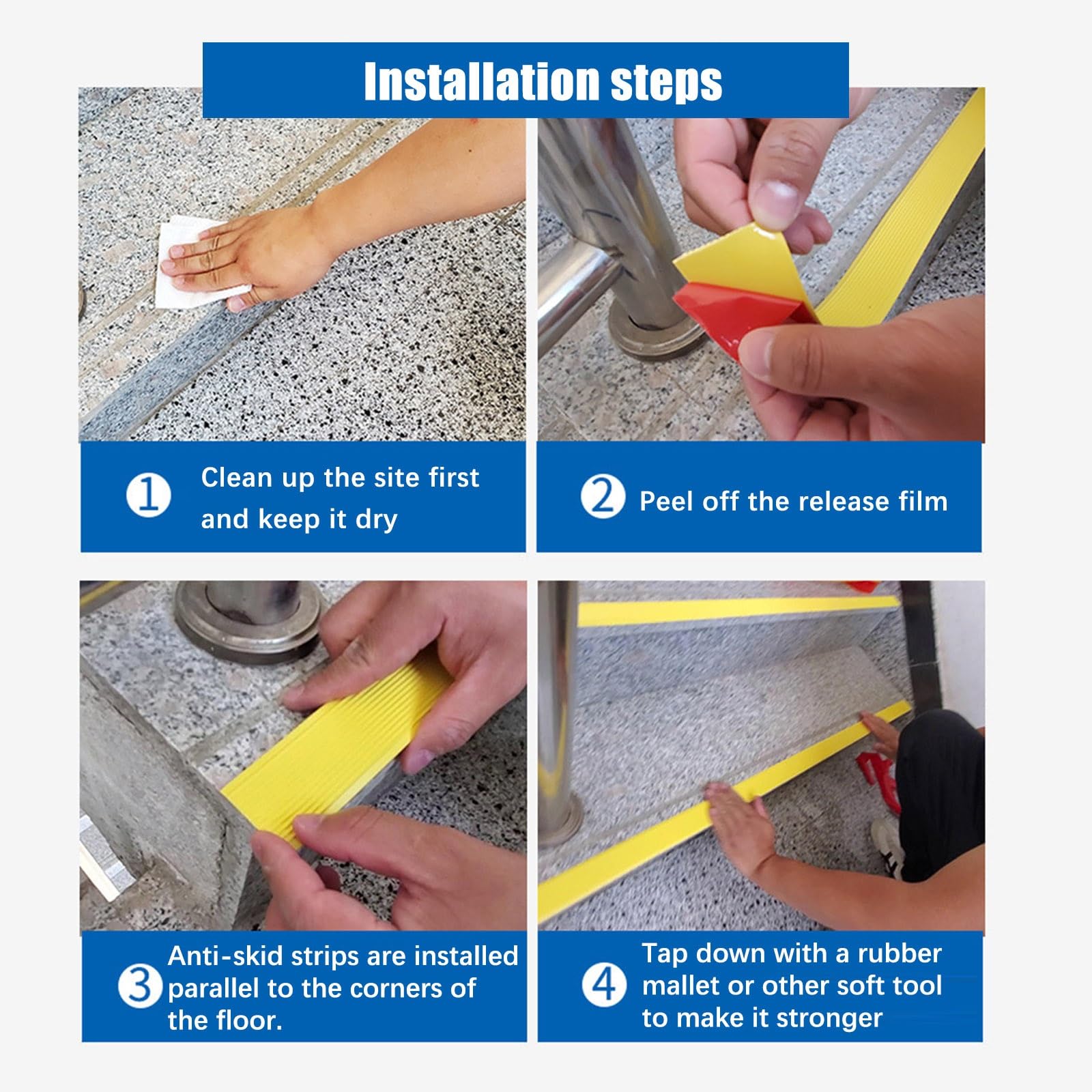 Tira De Borde De Vinilo Autoadhesivo Antideslizante De 1 M Para Escalera, Borde De Escalera De Goma De PVC, Perfil De Borde De Escalera, Esquina De Goma Antideslizante For Escalera(Blue,10m/394in)