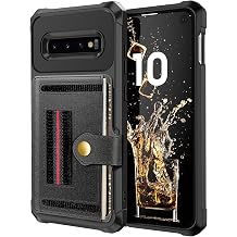 Samsung Galaxy S10e with Card Holder,Hand Strap and Credit Card Holder Card Slot Heavy Duty Drop Protection Phone Cover for S 10e 10se Se10 Men Women Black