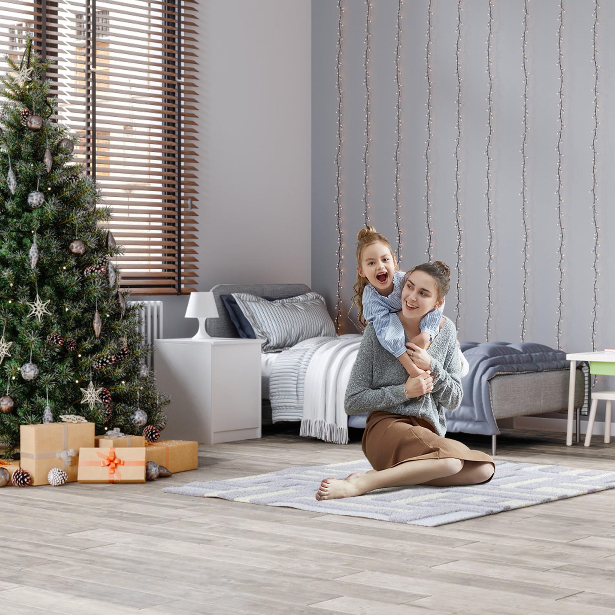 LZQ Lot de 36 carreaux adhésifs pour sol en PVC avec effet bois - 5,02 m² - Revêtement vinyle résistant à l'usure - Imperméable - Pour salon, cuisine, aspect chêne blanc