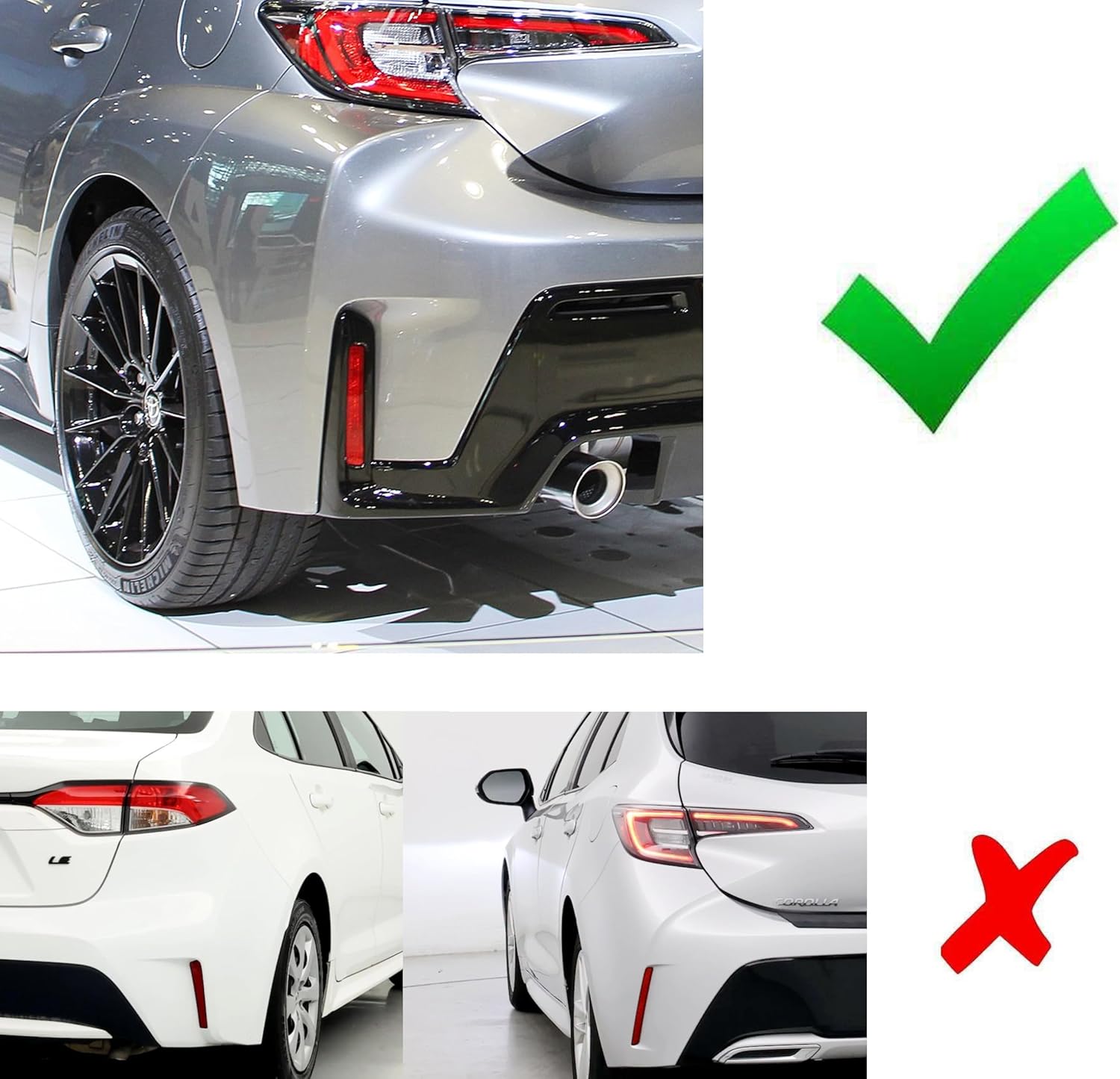 iJDMTOY OEM-Spec Red Lens 48-SMD Full LED Rear Bumper Reflector Light Trims Compatible with 2023-up Toyota GR Corolla (E210), Function as Tail or Rear Fog Lights