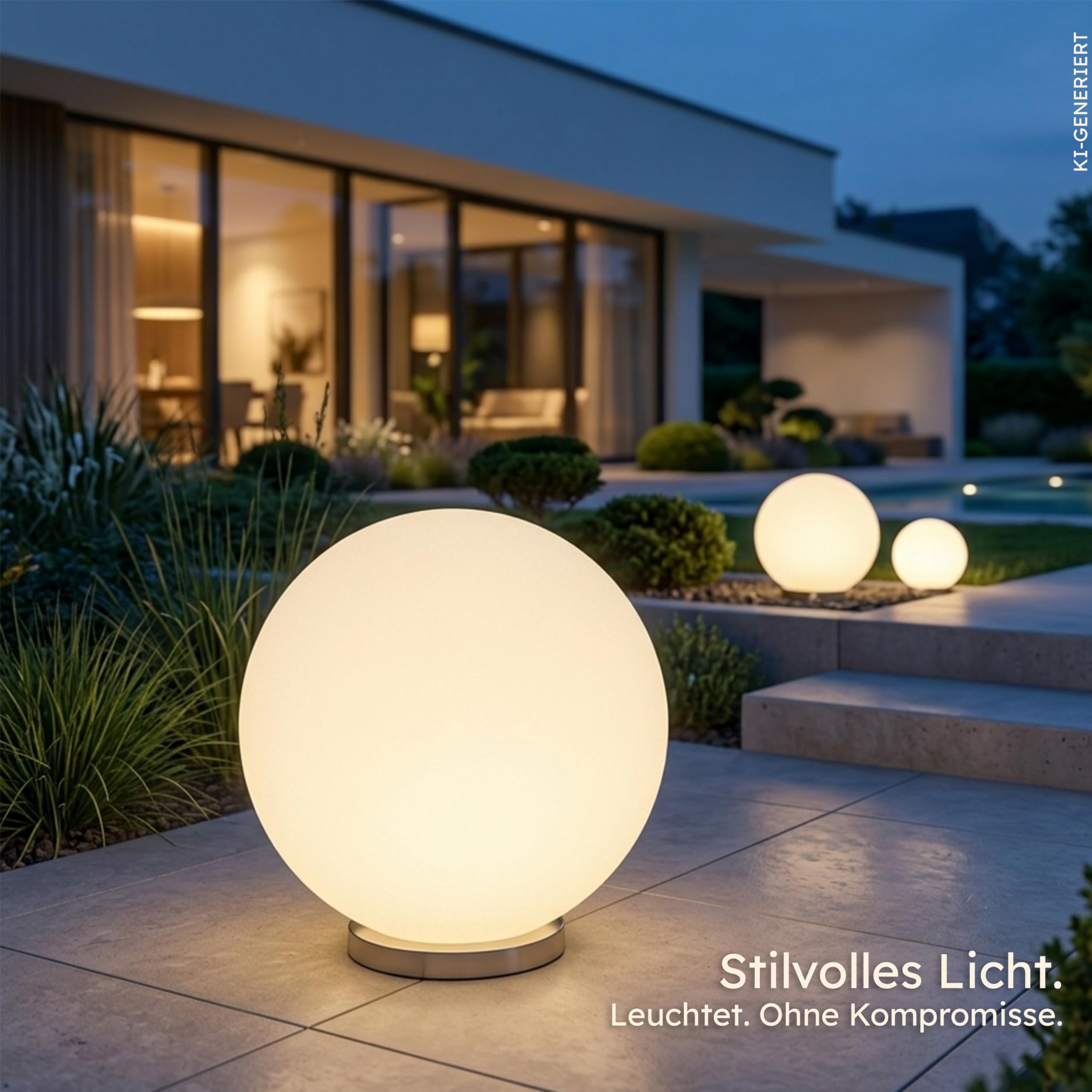 Esotec Solar Leuchtkugel Liana 40 CCT, multicolor, Fernbedienung, Li-Ion Akku, Edelstahl-Halterung, RGB LED Gartenkugel, Solarkugel, IP44, wetterfest, winterfest, außen, 40cm, 102660