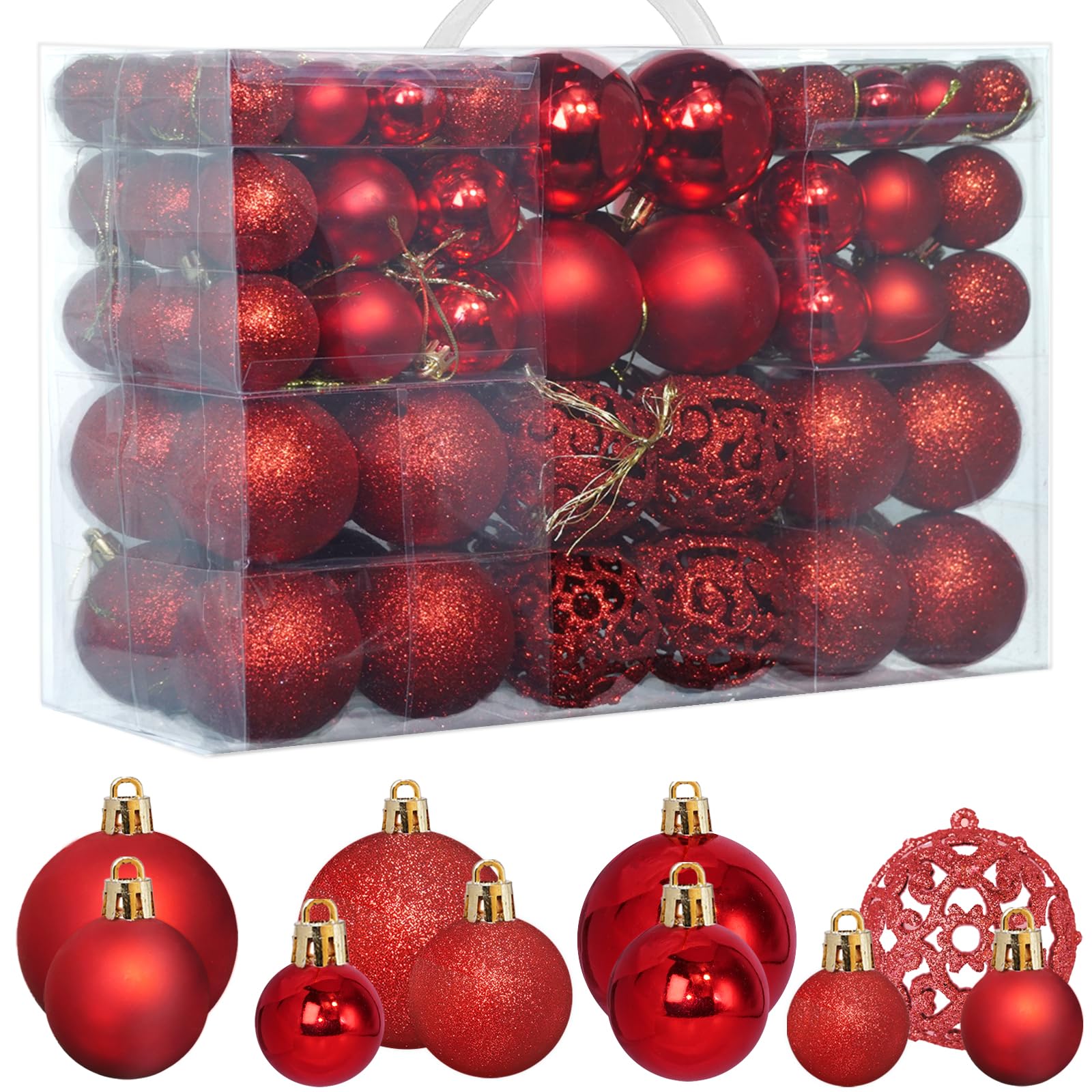 LATERN 30 Pezzi Palline di Natale, 6CM Rosso Ornamenti della Palla di Natale Palline Natalizie Infrangibili da Appendere per L'albero di Natales