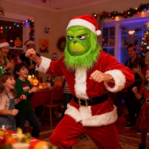 Miniatura 6 de Guantesmáscaras peludas verdes, guantes de monstruo de cosplay para adultos, accesorio de disfraz para Halloween, fiesta de Navidad