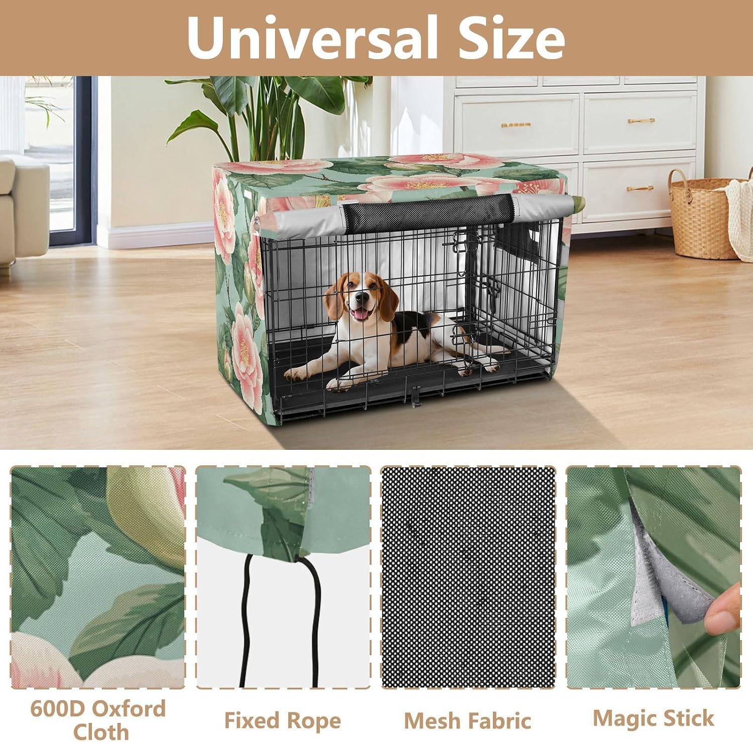 Beauty Spring Flowers Rose Dog Crate Cover Kennel Covers Roller Shades