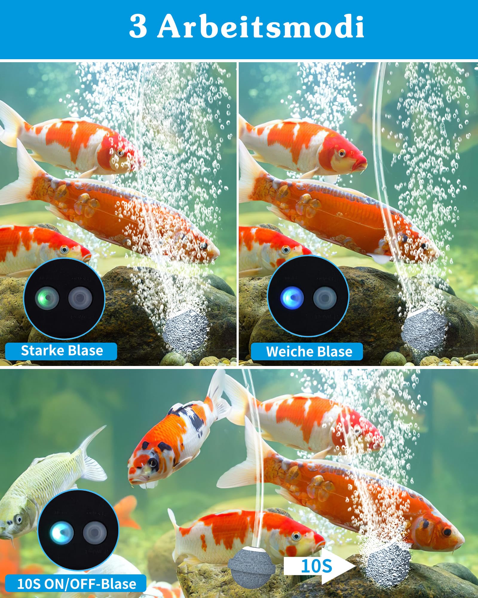 Biling Aeratore Solare per Laghetti, 2,5 W Ossigenatore Solare per Laghetto con 2200 mAh Batteria, Pompa ad Aria Solare per Circolazione Ossigenante Aerazione di Acquario, Laghetto da Pesca, Giardino