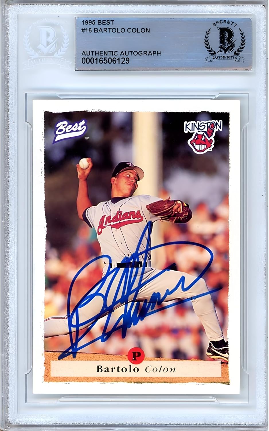 Bartolo Colon Signed 1995 Team Rookie #16 Baseball Trading Card Slab Beckett BAS Authentic COA Played For Cleveland Indians Guardians Autograph Memorabilia