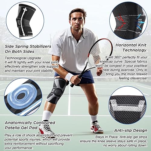 Miniatura 3 de NEENCA Rodillera profesional para aliviar el dolor, manga de compresión médica de rodilla, soporte de rodilla con tecnología de punto horizontal