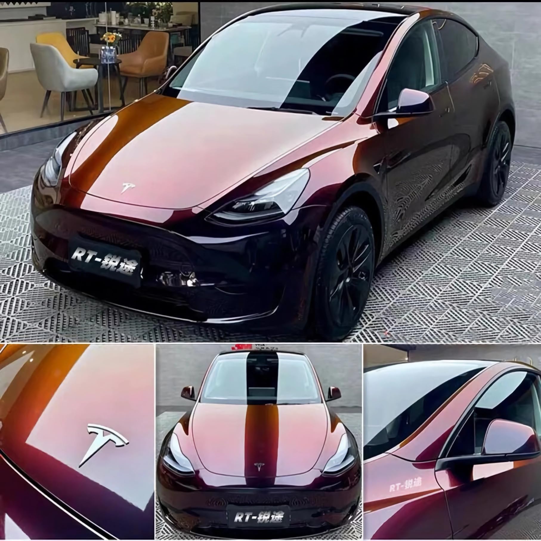 NewL Autocollant en vinyle métallique liquide rouge brillant Premium pour voiture DIY Autocollant auto-adhésif Film de Wrap rouge sang super brillant (30cm x 150cm) | Effet métal liquide rouge sang, outil inclus, auto-adhésif, canaux anti-bulles, pour int