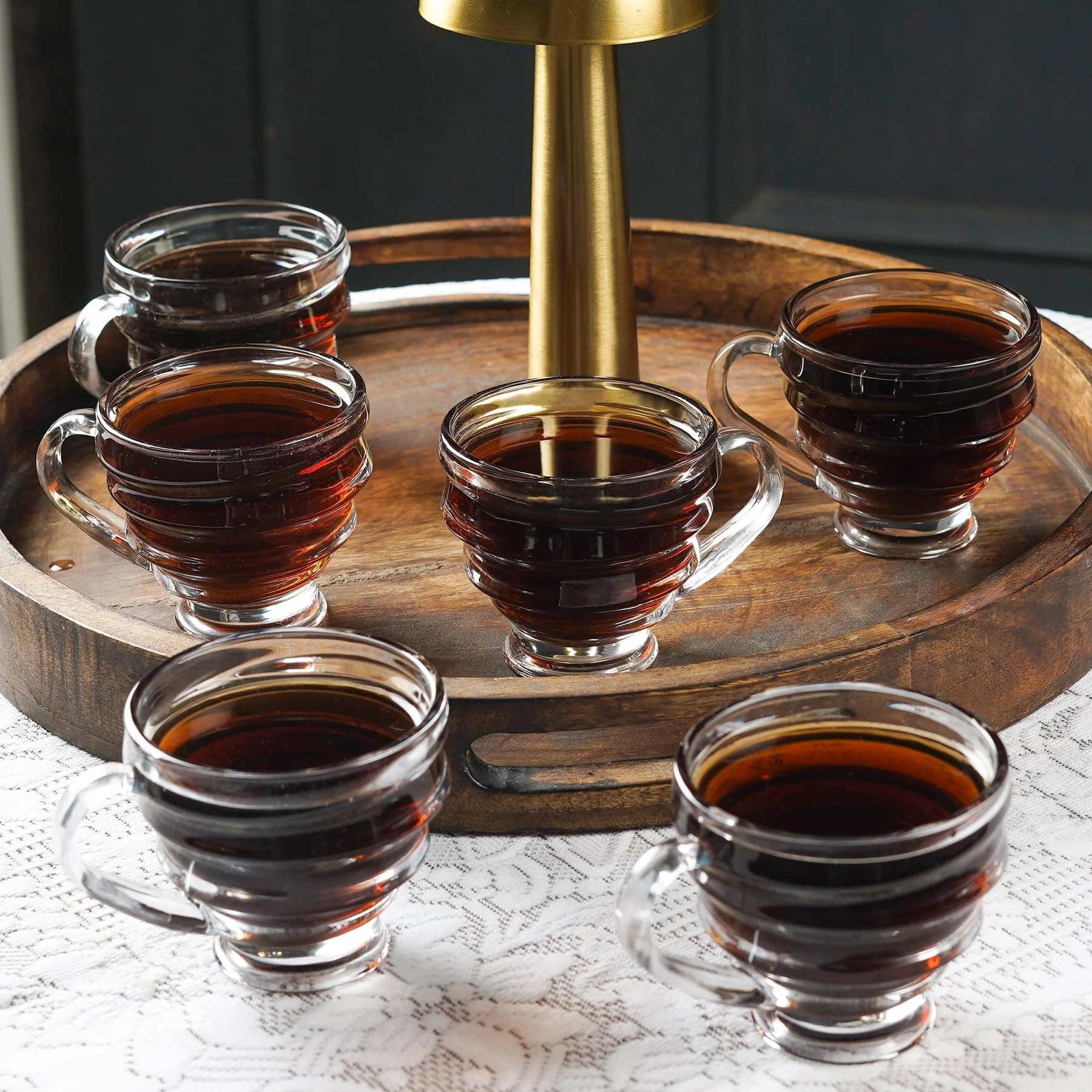 Glass Tea Cups Set of 6 - Elegant Drinkware -4