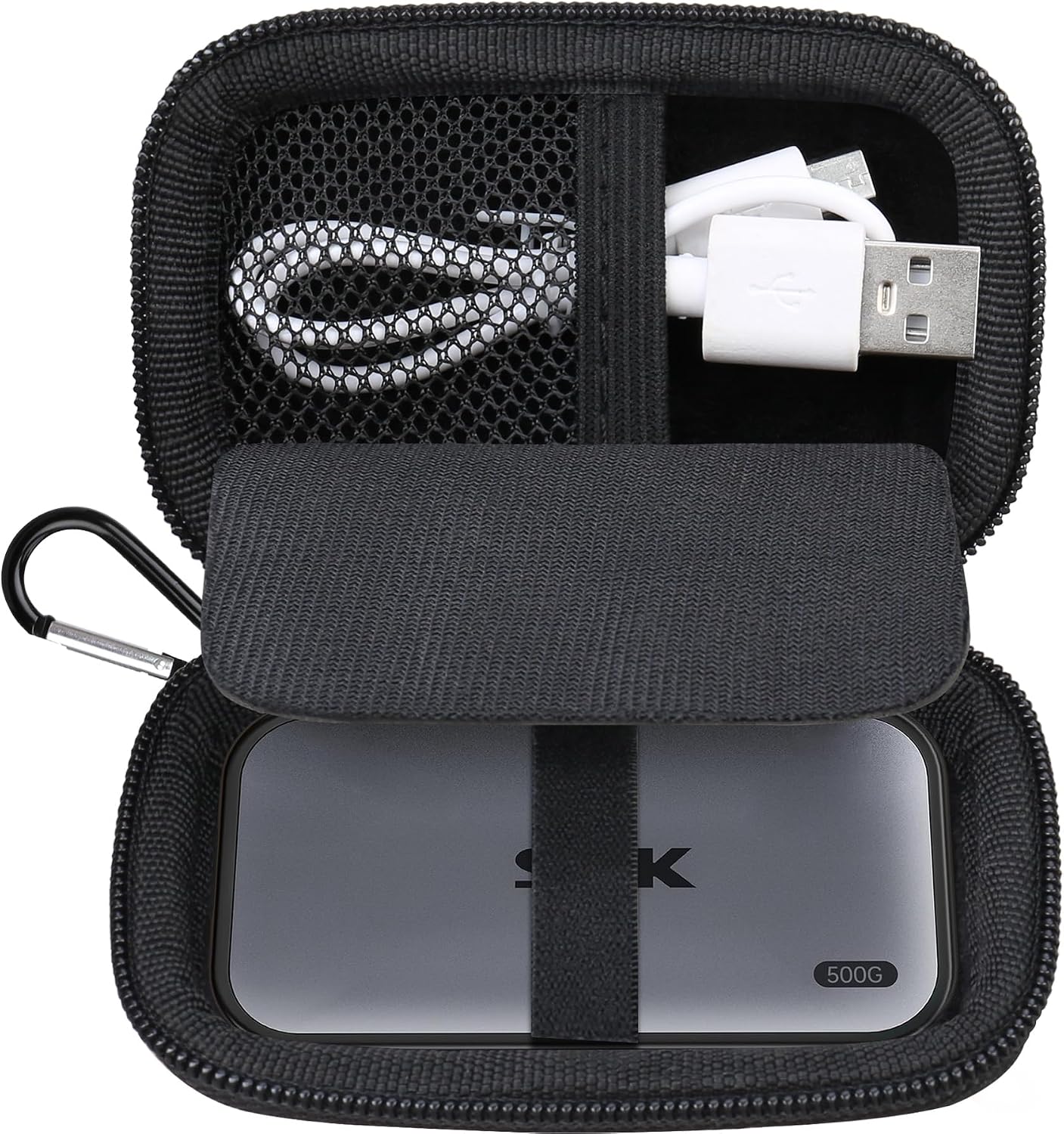 Hard Case for SSK Portable SSD External Solid State Drives External Hard Drive USB 3.2 250GB 500GB 1TB 4TB Hard EVA Travel Case Water-Resistant Protective Cover Storage Bag (Case Only), Black