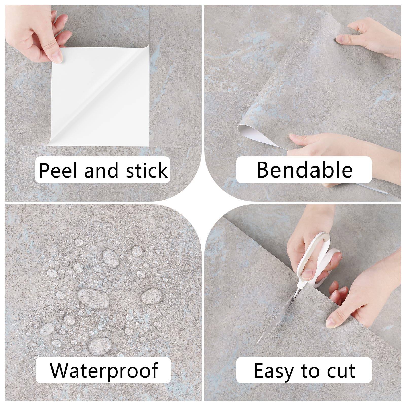 15 Pièces Revetement De Sol PVC Gris Dalle PVC Adhesive Sol Lavable Parquet Lino Vintage Pour Salon Cuisine Carrelage Adhesif Gris Carrelage Salle De Bain 60 x 30cm