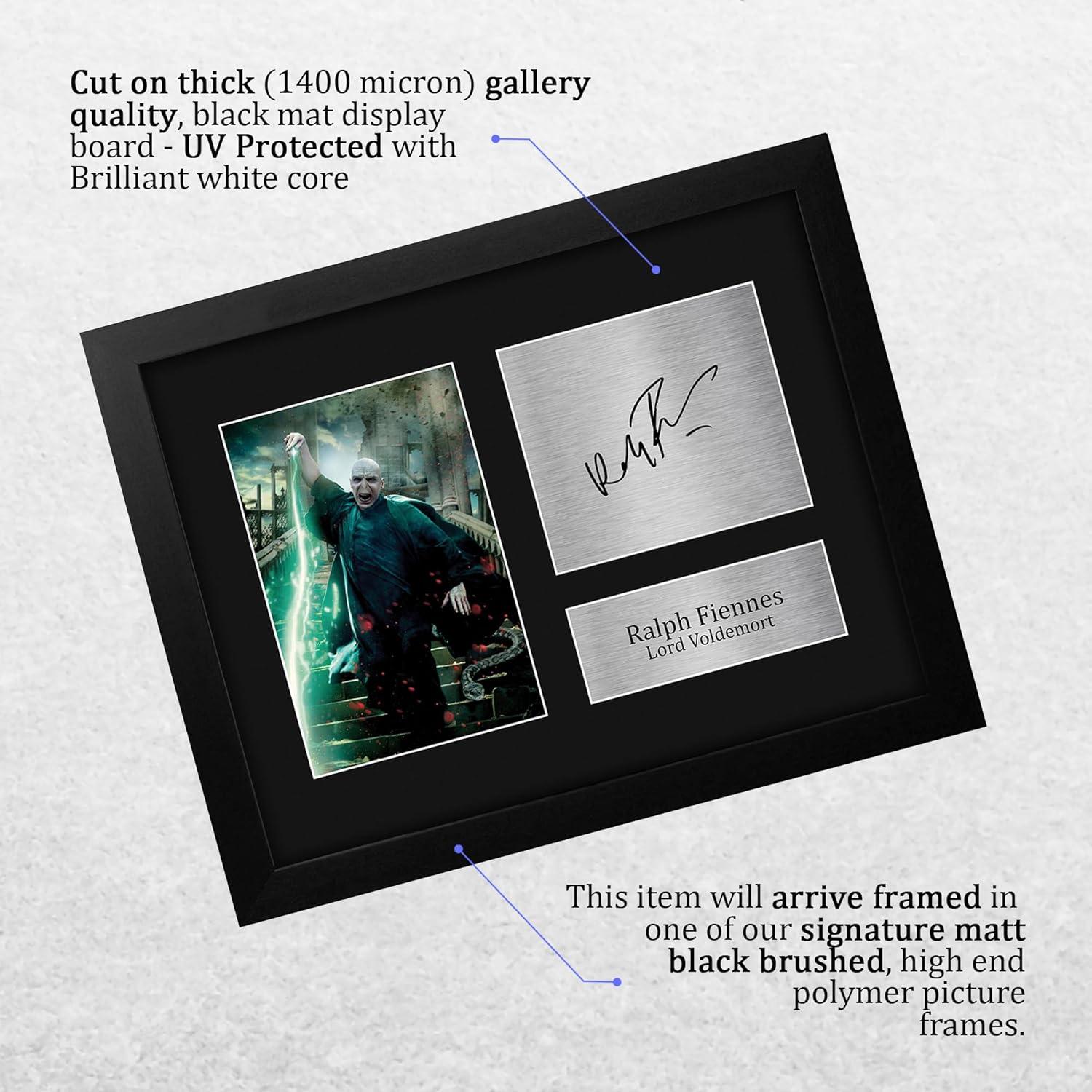 HWC Trading Ralph Fiennes Harry Potter Lord Voldemort Framed Gifts Printed Signed Autograph Picture for Movie Memorabilia Fans - US Letter Size