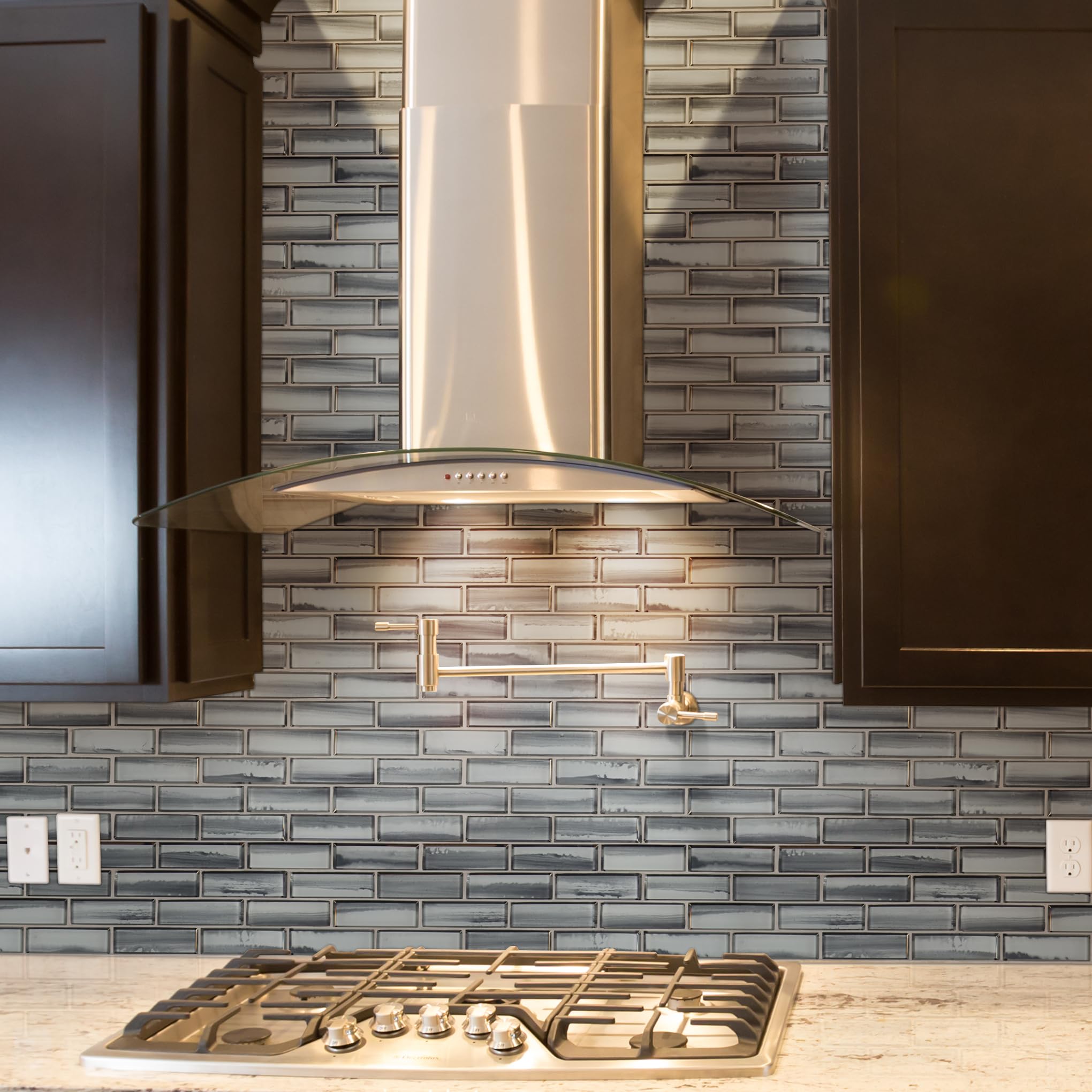 MSI Ombre Grigia Glass Mesh-Mounted Mosaic Tile for Bathroom, Kitchen Backsplash, Accent Wall Tile, and Shower Wall Tile, Sample