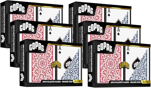 Copag 1546 Design - Cartas de juego 100 plástico tamaño puente rojoazul índice estándar 6 juegos