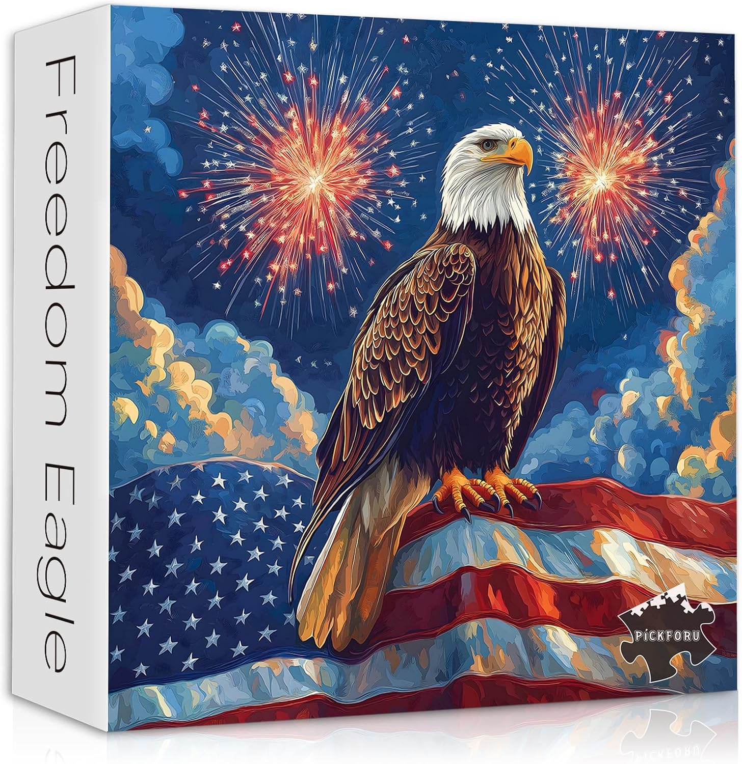 American Flag Eagle Puzzles for Adults 1000 Pieces, United States Country Patriotic Puzzles Faith, USA Bird Jigsaw Puzzles 1000 Pieces, PICKFORU Freedom Eagle Puzzle