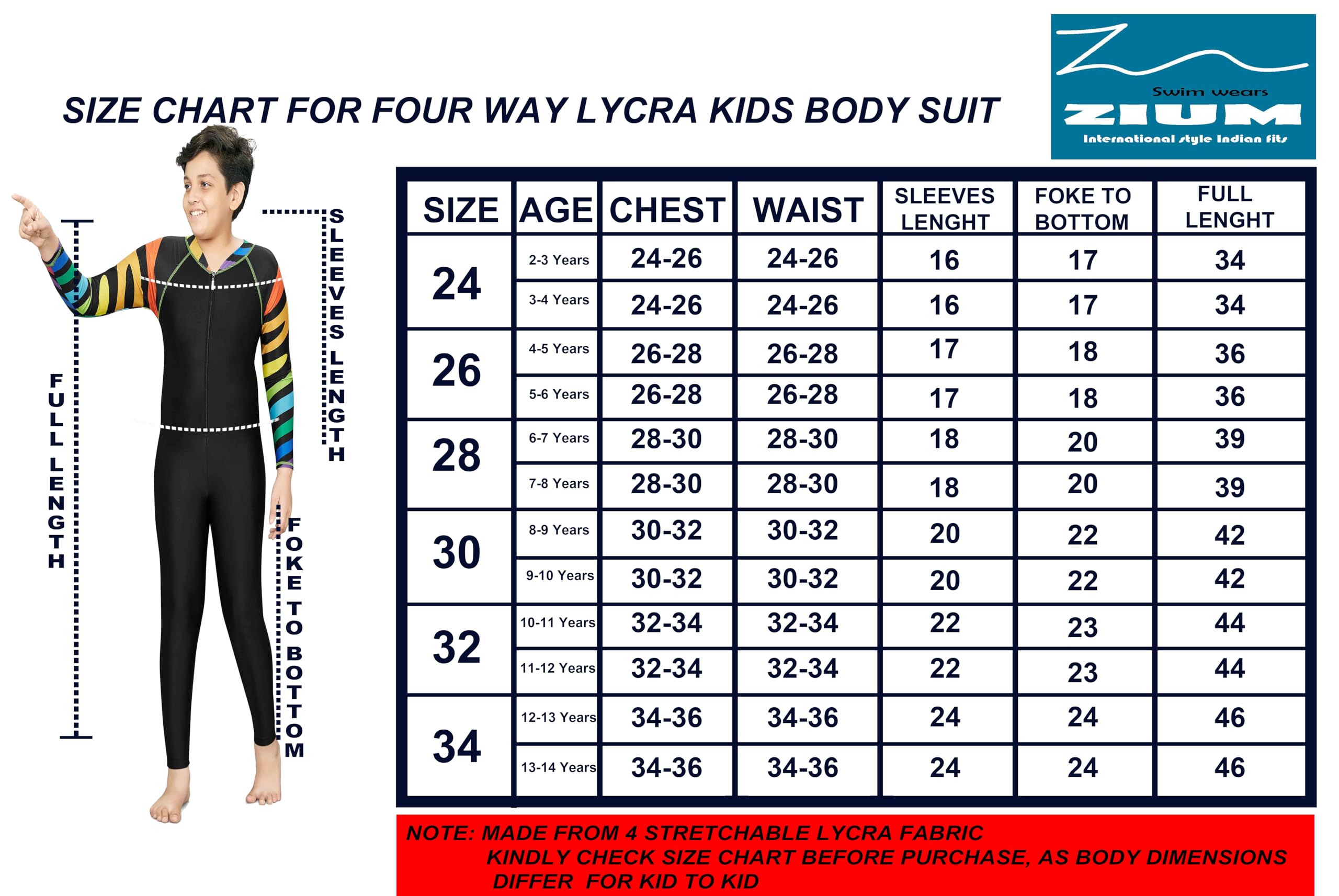 ZIUM Boys 4 Way Lycra Swimsuit Cum Diving Suit (3-4, Black) 3