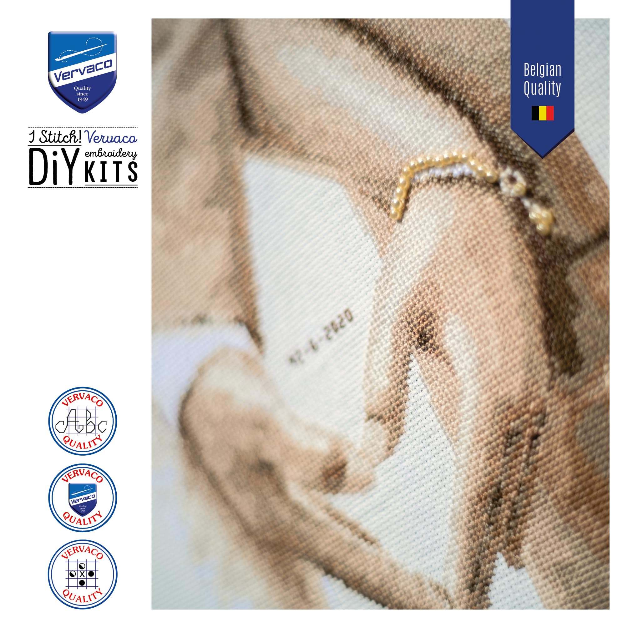 VERVACO Haft Krzyżykowy Liczony Zestaw Obraz do Haftu SERCE NOWOŻEŃCÓW Zrób to Sam Zestaw Kreatywny dla Dorosłych 21 x 26 cm Dekoracja Ścienna DIY Cross Stitch Kit