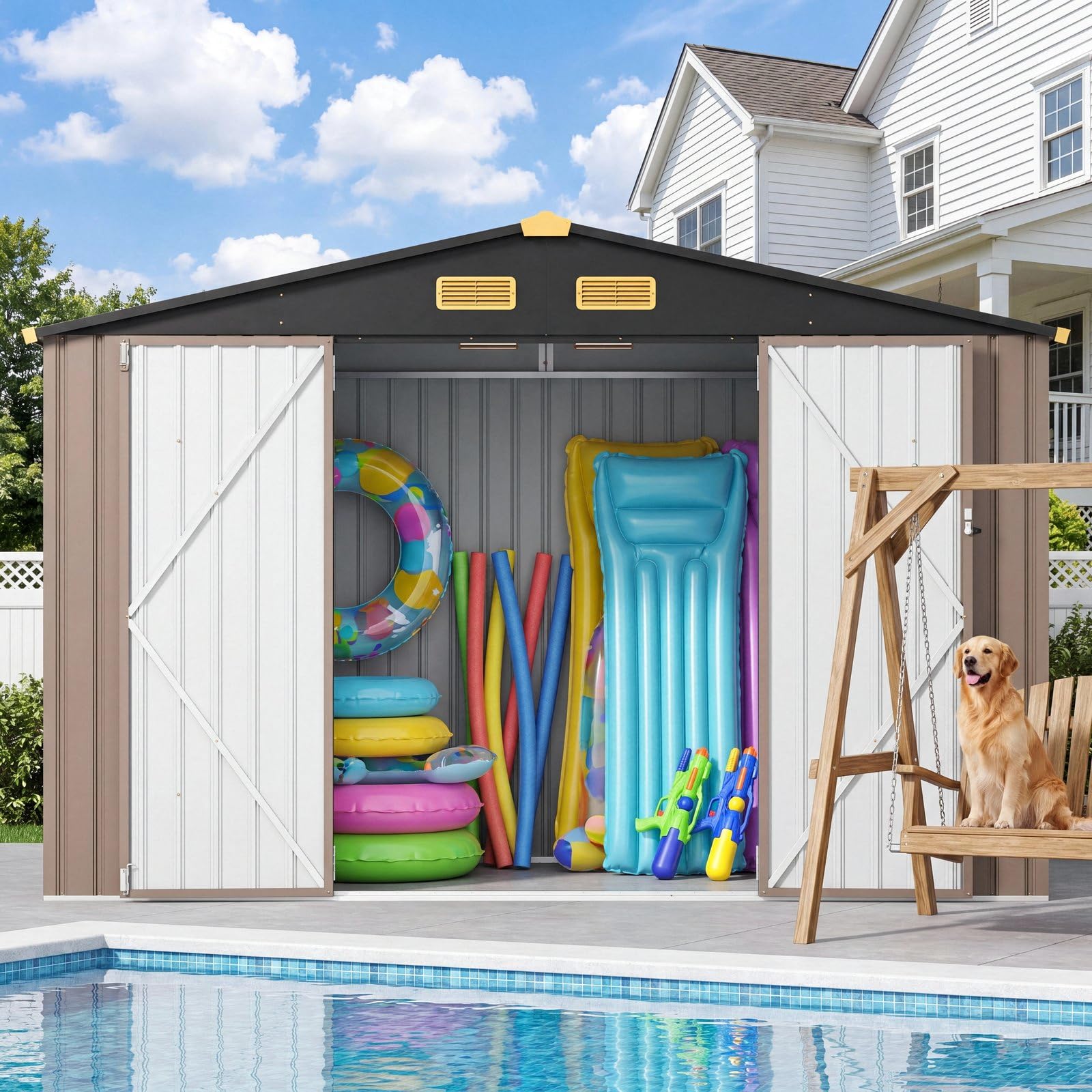 Amazon.com : IRONCK Storage Shed, 9.7 x 7.7 FT Tool Shed with