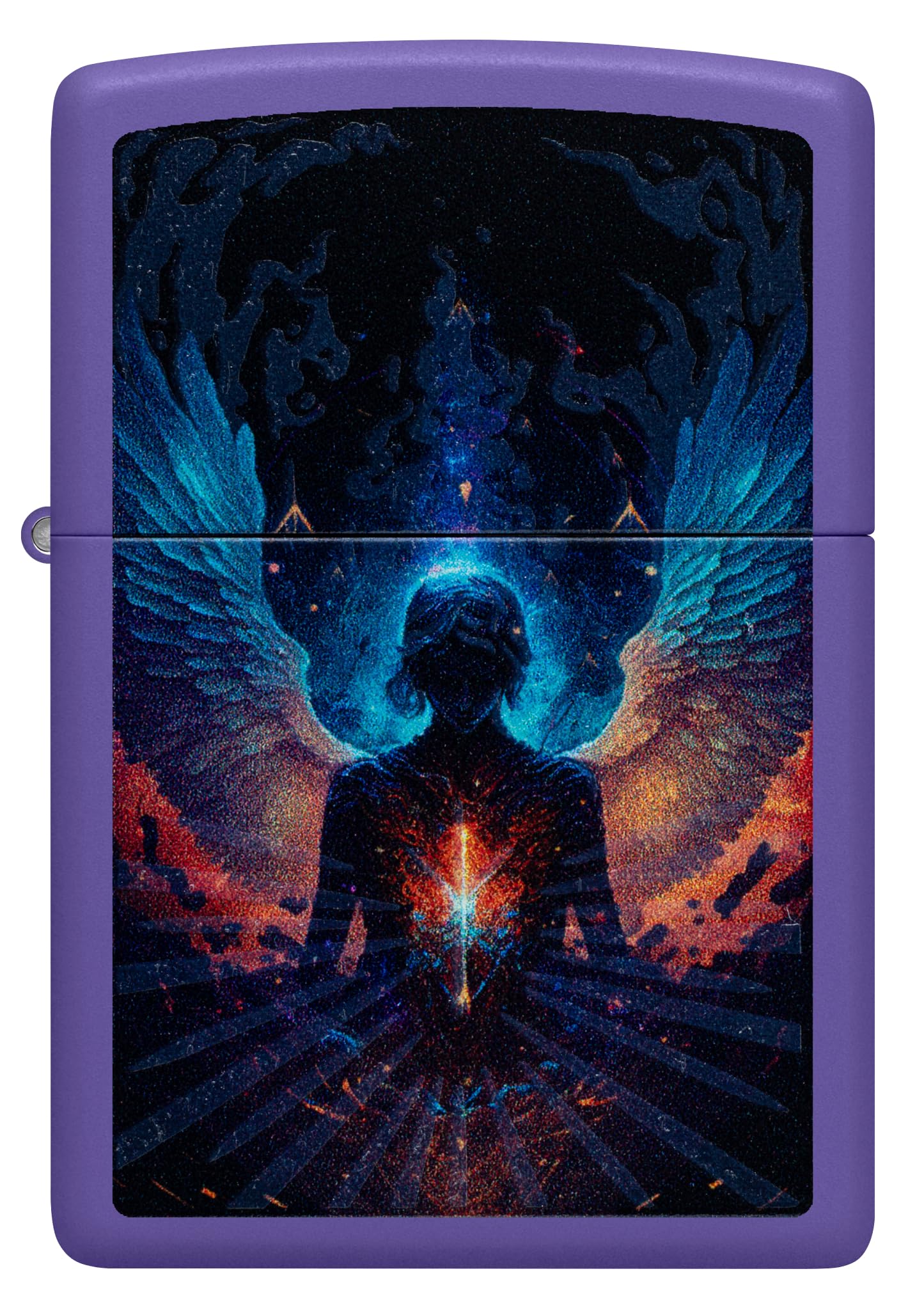 Zippo Angel Zapalniczka Sztormowa, Lampa Światła Czarnego, do Napełniania, Wielokrotnego Użytku, Wiatroodporna Konstrukcja, Pudełko na Prezent, Wykonano w USA, Kolor Fioletowy Matowy (Purple Matte)