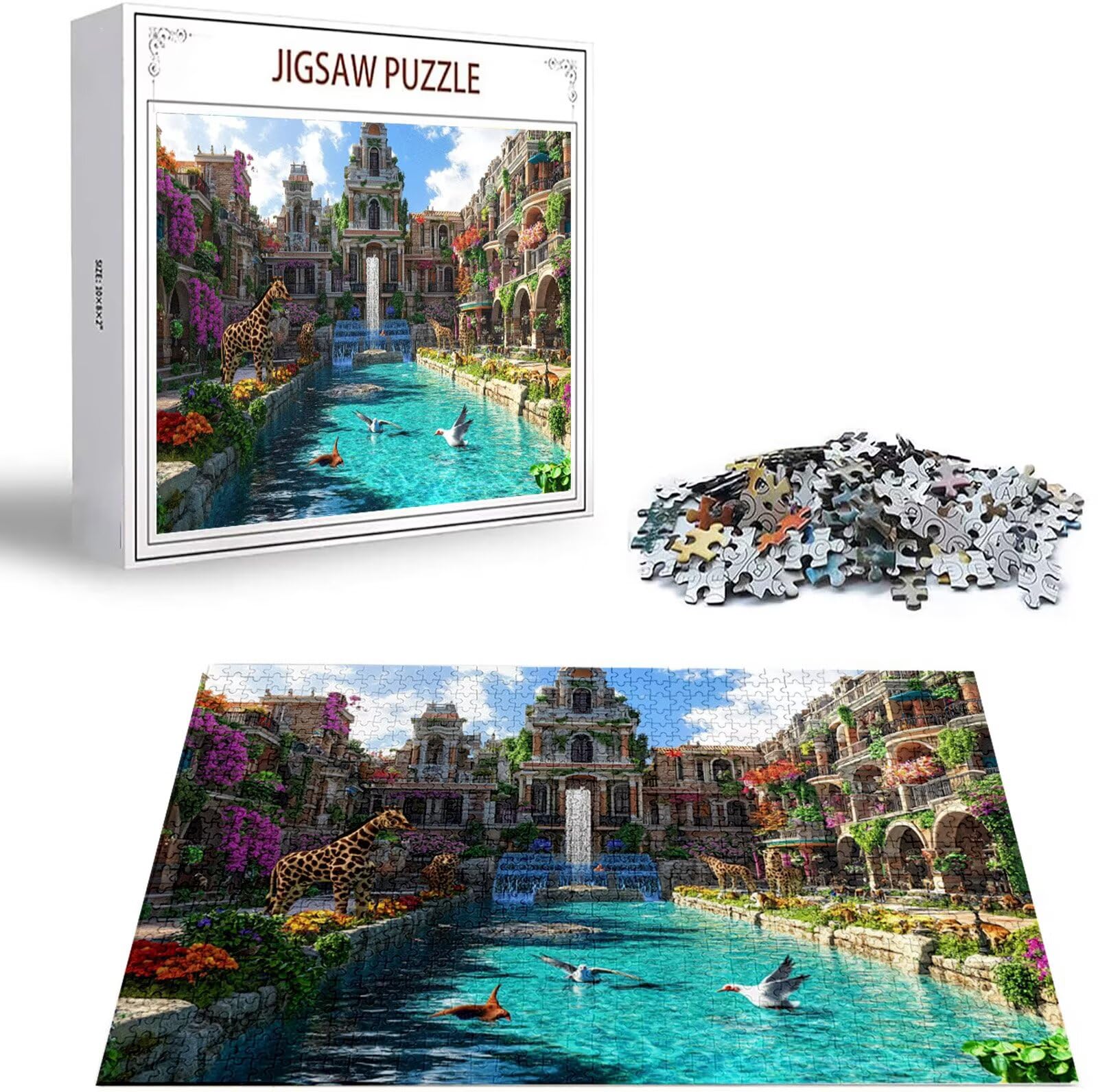 Puzzle 2000 Pezzi, 3 4 5 Anni Puzzle Animale 6 7 8 Anni Giochi Educativi Sostenibili Con Motivi Per Adulti Da Gioco in Legno Di Alta Qualità Jigsaw Giraffa per Gioco Familiare, Regalo Natale H-671