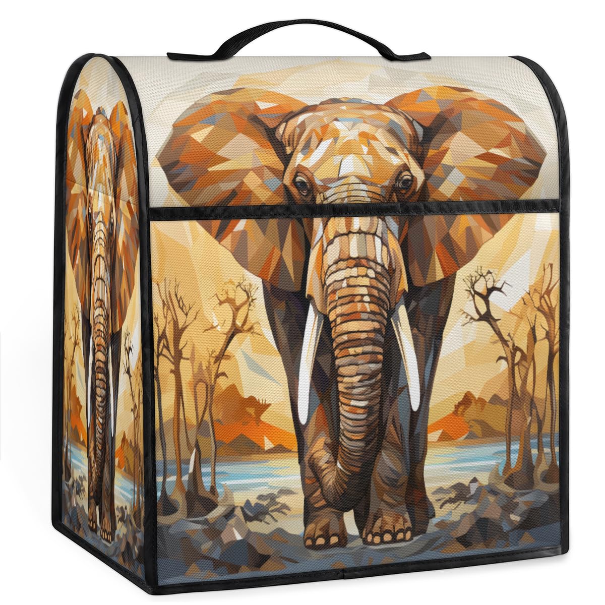 Coffee Maker Cover Abstract Elephant Animal Kitchen Appliance Covers Small Appliance Covers Blender Cover Juicer Cover Dust Covers for Kitchen Appliances with Top Handle and Pockets,Washable,C128