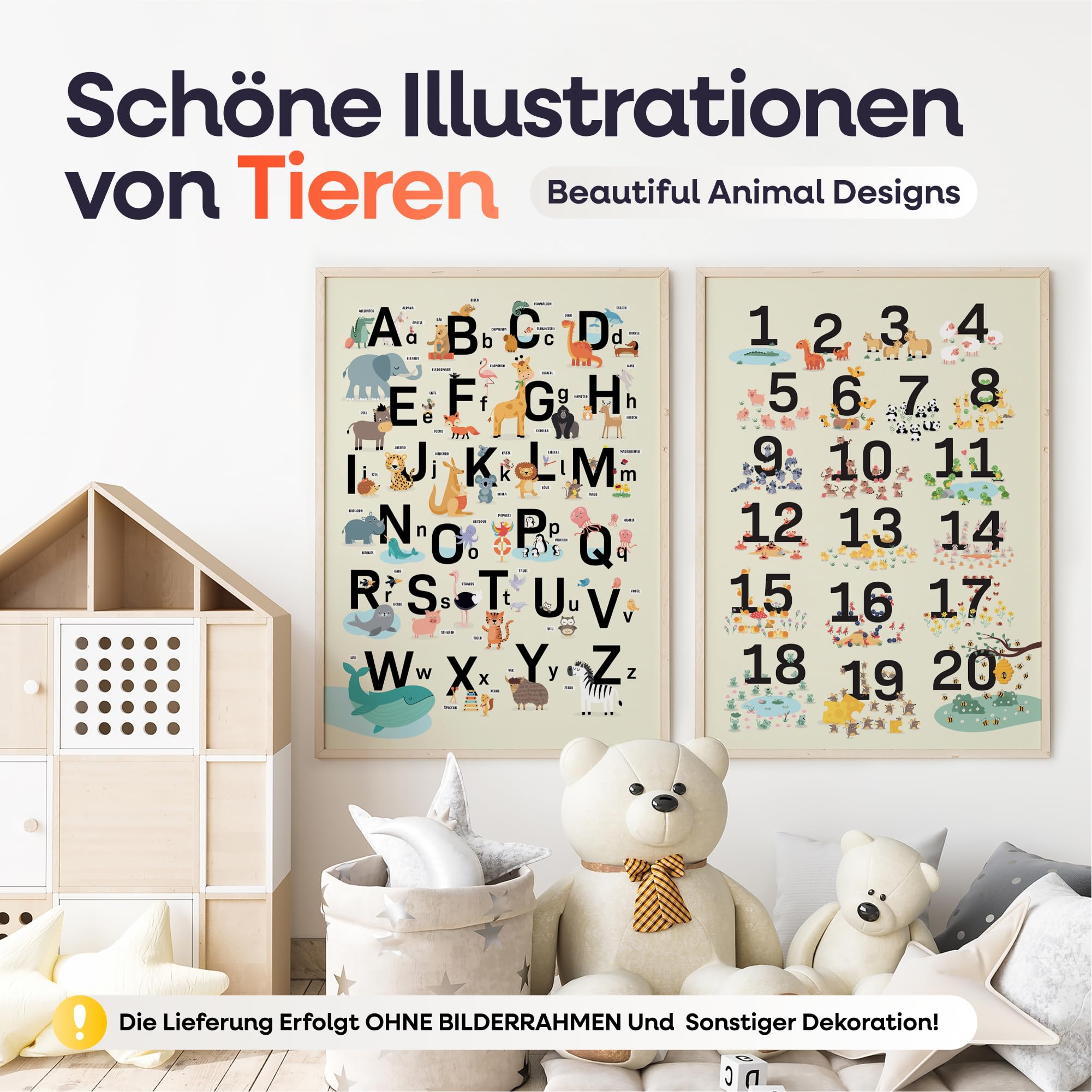 Gumpie ABC Poster für Kinder Bundle mit Einfach Zahlen lernen von 1-20 Made in Germany | Kinderleicht schreiben lernen | Buchstaben schreiben lernen | Rechnen lernen 1. klasse (ABC+Zahlen - 2er Set)