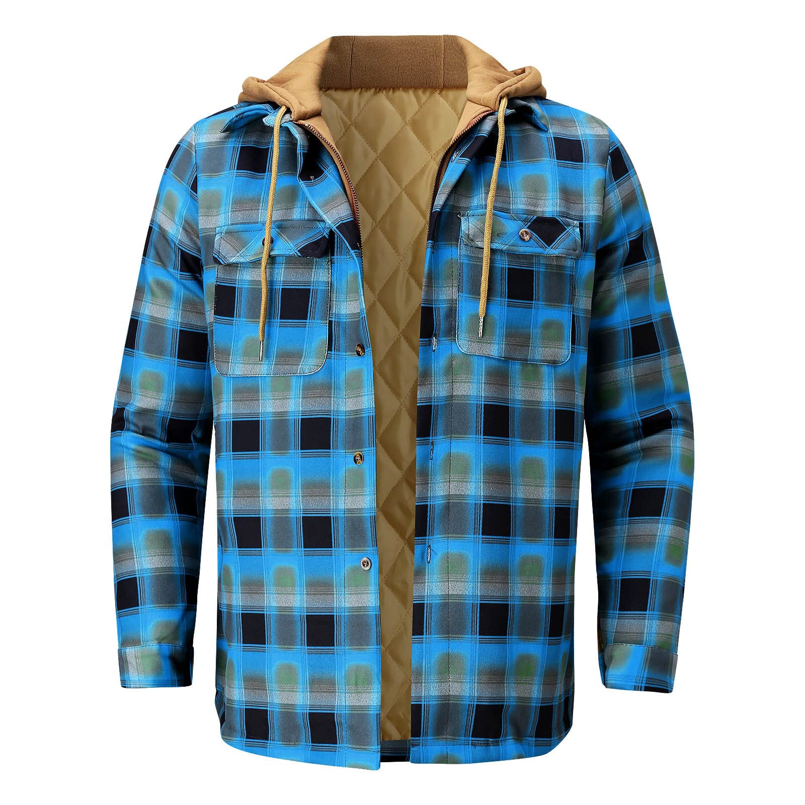 Generisch Regenjacke Damen GroßE GrößEn Herren Winter karierte Reverstasche mit, gepolsterte, lockere Hemdjacke