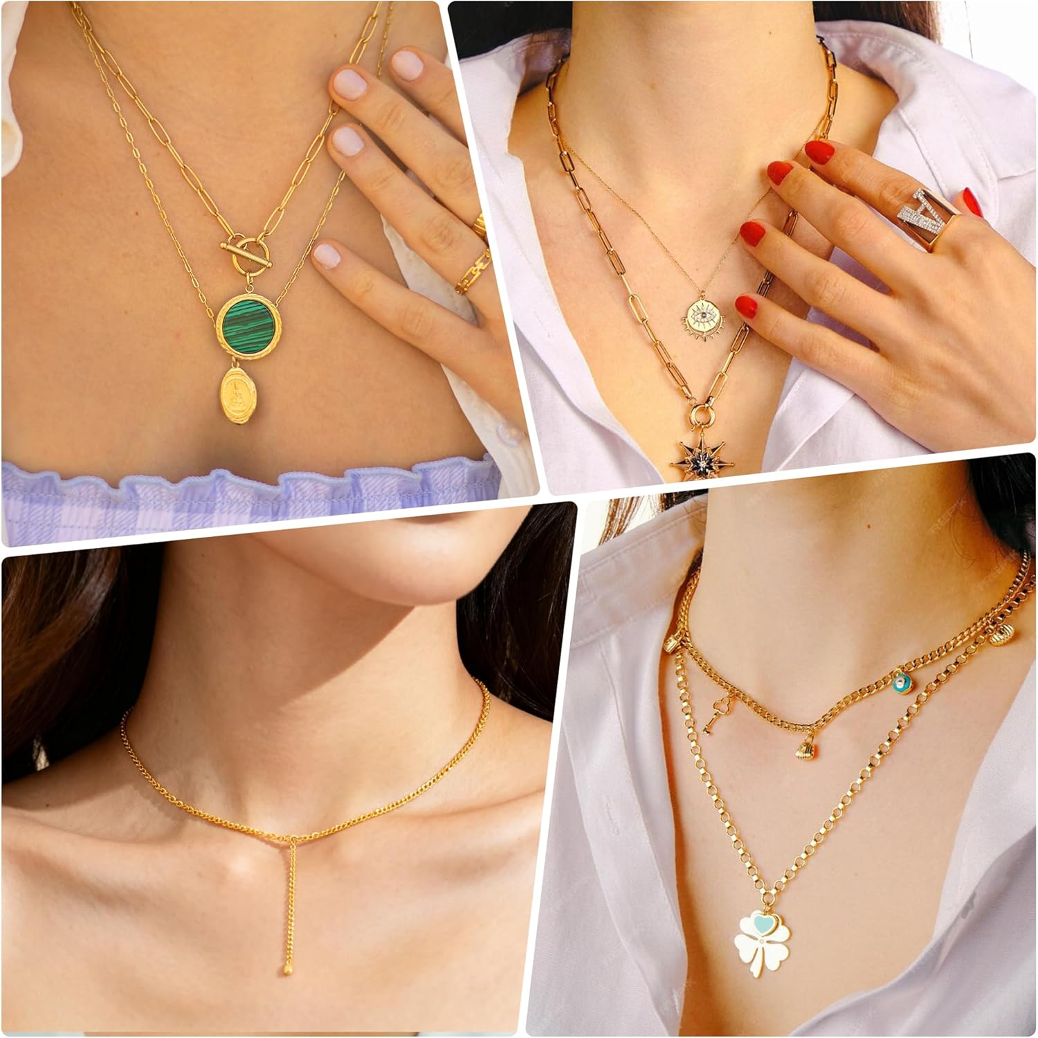 18K Gold Necklace Chains for Jewelry Making 10 Rolls Permanent Bracelet Kit Chains Bulk for DIY Bracelet Necklace Jewelry Making with 26 Letters Charm Jump Rings and Connectors Lobster Clasp Adult - Image 6