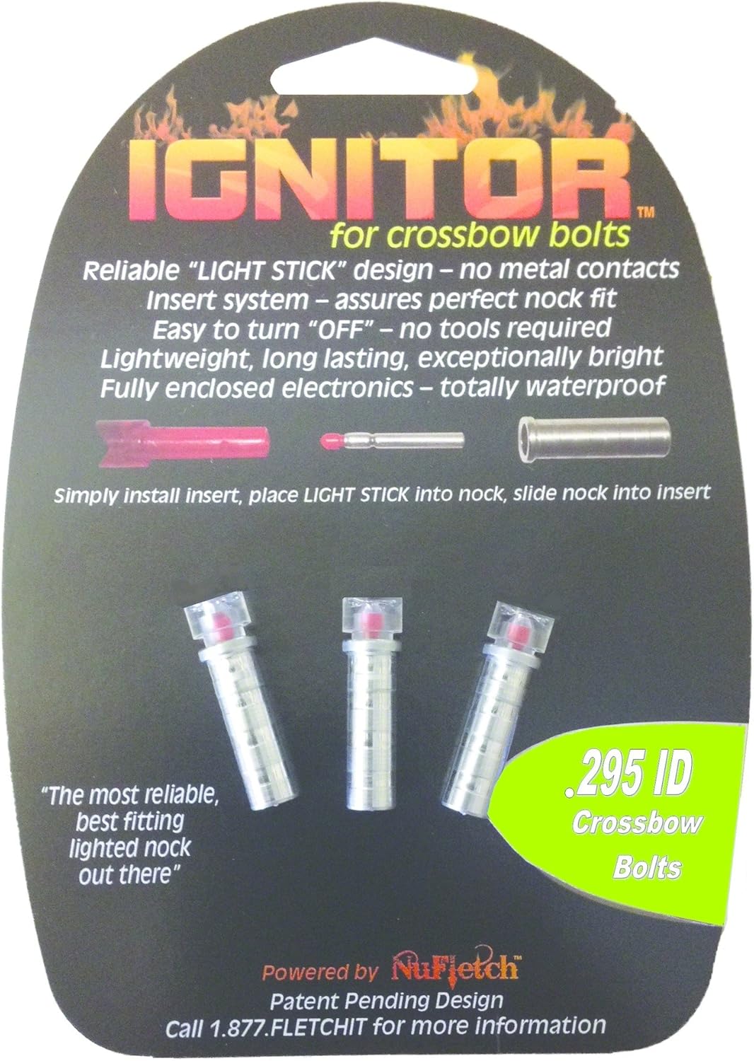 Nufletch IGNITOR .295 Lighted Crossbow Flat Nocks (Pack of