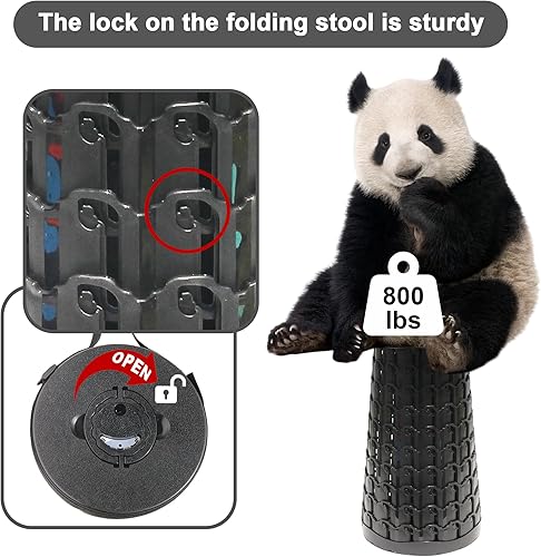 Miniatura 3 de ALEVMOOM Taburete plegable mejorado con cojín grueso, carga máxima de 800 libras, altura ajustable de 18.1 pulgadas de profundidad y 10.24 pulgadas,