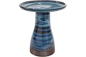 Sunnydaze 21-Inch Hand-Painted Ceramic Bird Bath for Outdoors - Durable, UV & Frost-Resistant