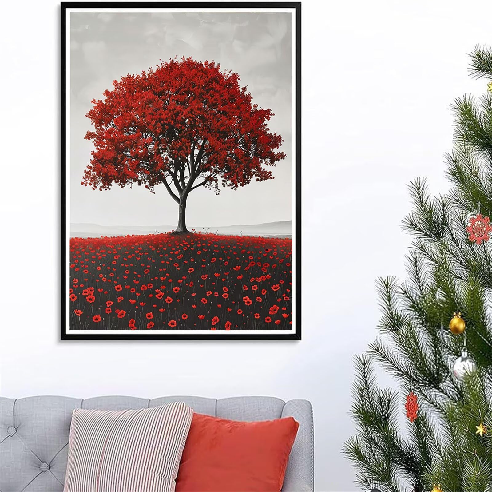 Zestawy artystyczne z motywem drzewa, diamentów, dla dorosłych, 5D, czerwone liście, zestaw do malowania diamentami dla dorosłych, DIY, okrągłe, pełne wiercenie, sztuka dla początkujących, haft