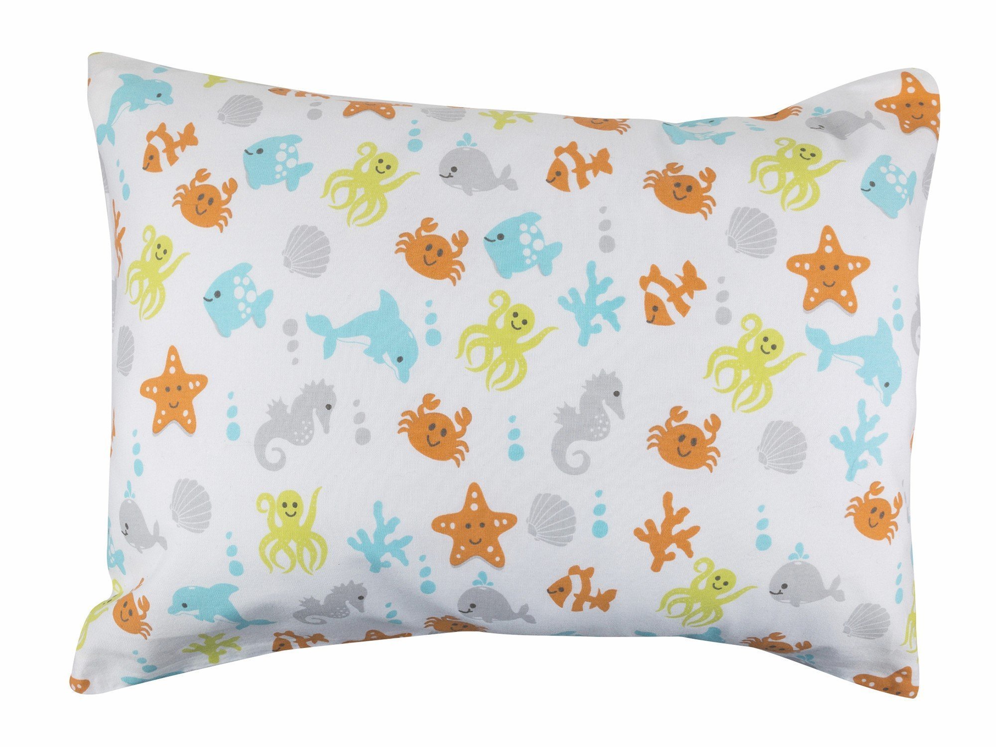 (Ocean Animals) - BB MY BEST BUDDY Toddler Pillowcase - 100% cotton - Ocean Animals for your kids - 13 x 18 shrinks to fit -envelope style closure - designed in USA