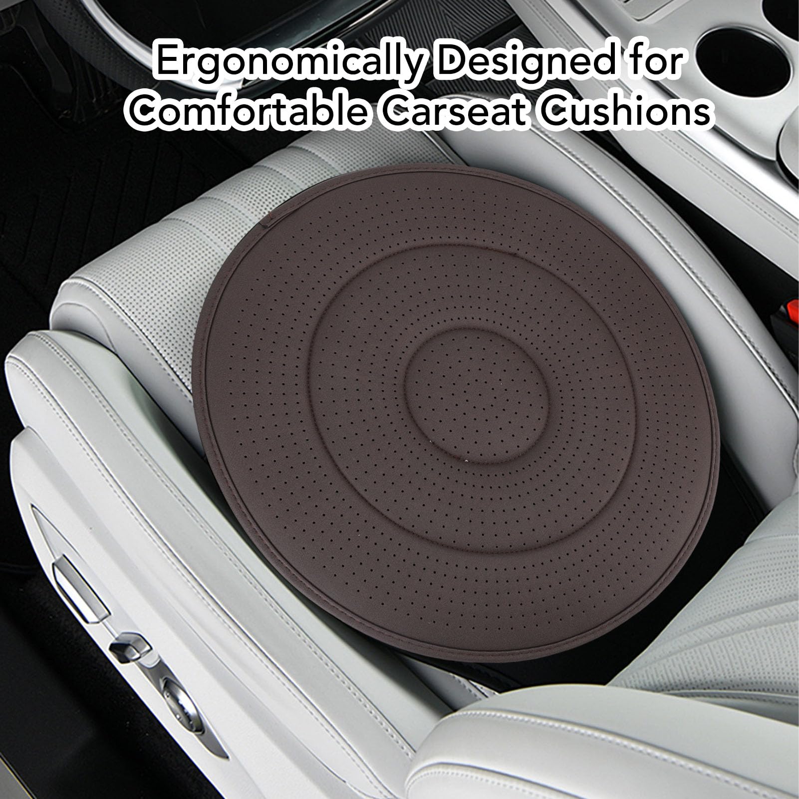 Fabater Cuscino Girevole per Auto, Girevole a 360 Gradi, Morbido e Traspirante, per SUV, Camion, Auto, Materiale PU per Tutte le Stagioni, Design Ergonomico Guida Confortevole (Caffè)