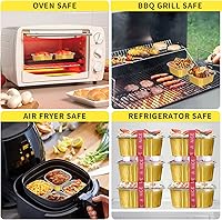 Vista 5 de Mini moldes para pasteles de 10 oz con tapas, paquete de 40 moldes de papel de aluminio para brownies, moldes desechables tipo ramekins