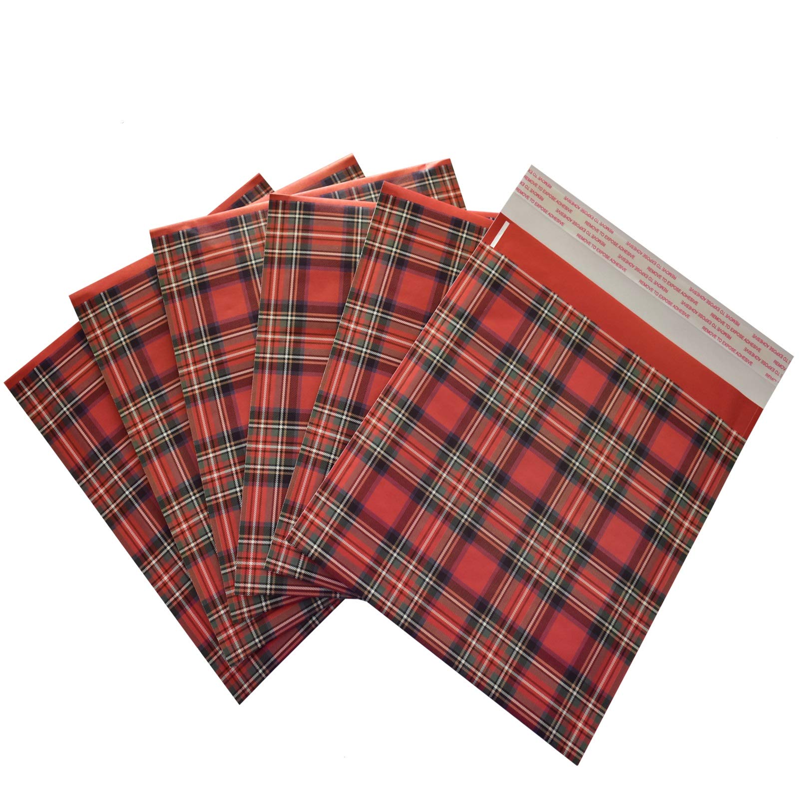 Halatool25PCS Red Buffalo Plaid Christmas Bubble Poly Mailers- 8 x 9 Inch Christmas Poly Bubble Mailers Padded Mailers Envelopes for Christmas Shipping